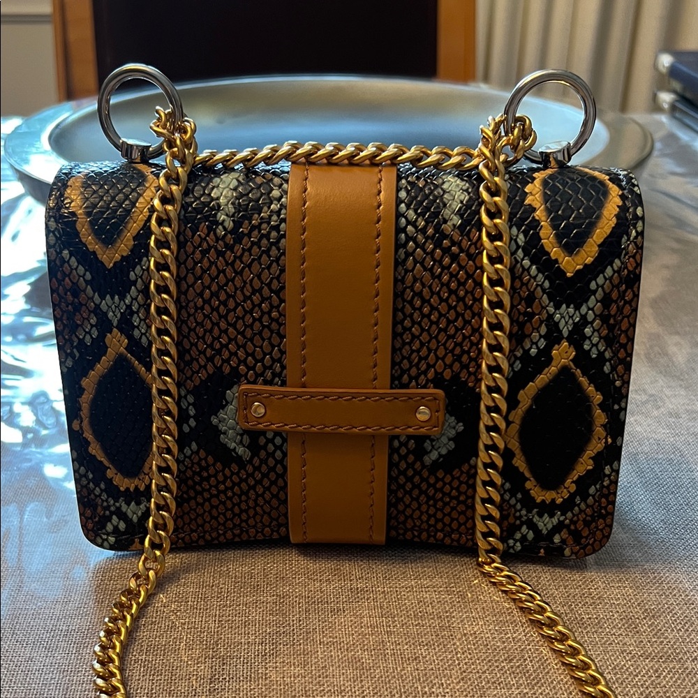 Chlo Brown & Black Python-Print Crossbody With Go… - image 2